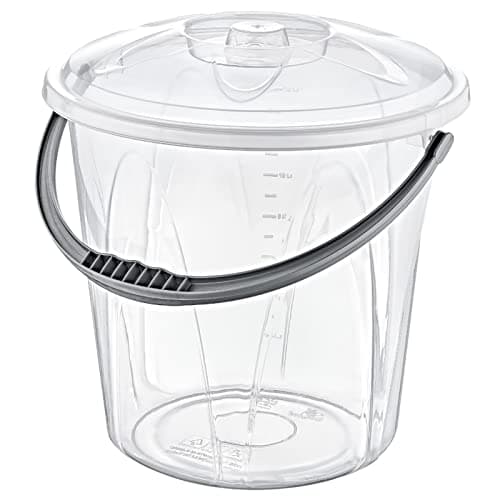 Large 20L Clear Plastic Bucket with Lid Plus Carry Handle Storage Container Bin Caddy (1)