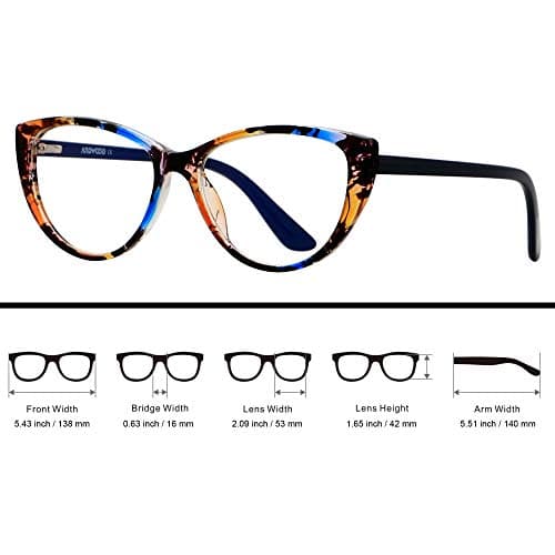 Blue Light Blocking Glasses Women Bluelight Blocker Computer Cateye Clear Reading Cat Eye Eyeglasses Frame ANDWOOD AR003