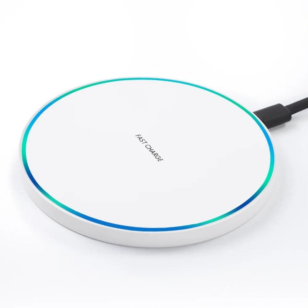 Fast Charge Wireless Charging Pad, White, QI Charging for Samsung Galaxy S22/S22+/S21/S20/S10, Fast Charging for iPhone 16/15/14/13/12/11 Series, Slim Design Great for on The go