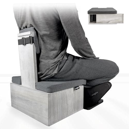 Ungloo Box Meditation Floor Chair, Back Support, Knee and Hip Support, Knees, Portable and Lightweight (Gray)