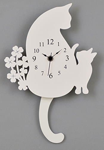 Ohnishi Ken Manufacturing Abeille Cat Wall Clock Pendulum clock White G-1143N