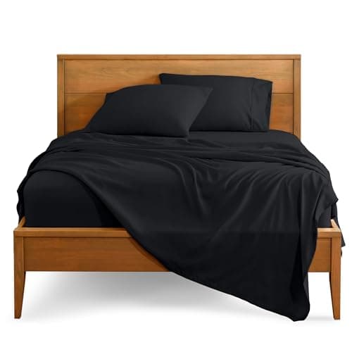 Bare Home Full Sheet Set - Luxury 1800 Ultra-Soft Microfiber Full Bed Sheets - Double Brushed - Deep Pockets - Easy Fit - 4 Piece Set - Bedding Sheets & Pillowcases (Full, Black)