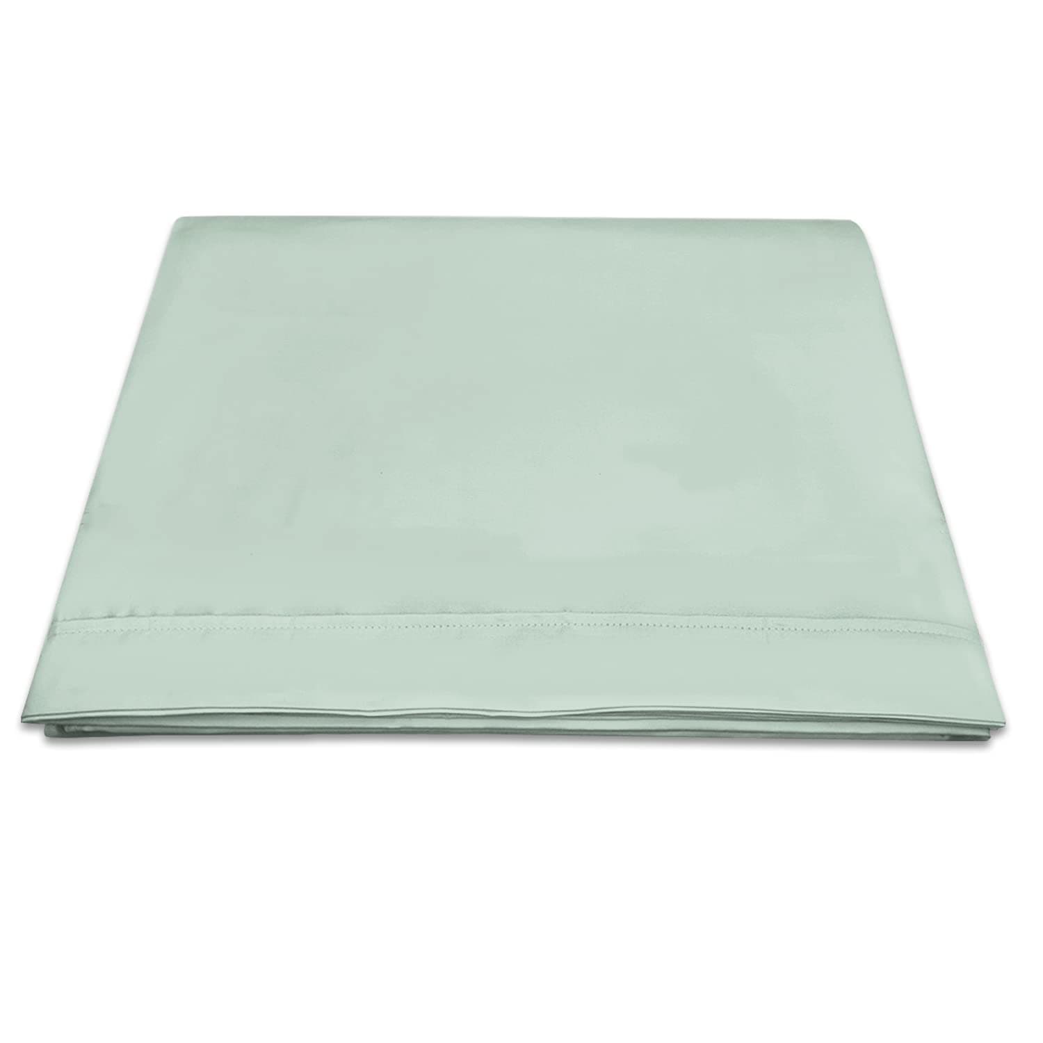 Pizuna 100% Cotton Flat Sheets Double Sea Foam, 400 Thread Count Long Staple Cotton Bed Sheets Double 230x280 cm, Soft Sateen Weave Top Sheet Double (Cotton Double Flat Sheet Sea Foam)