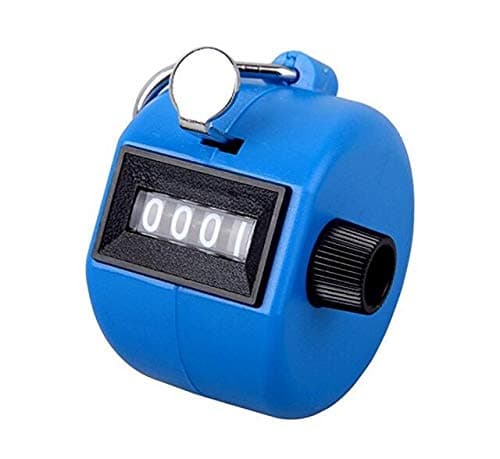 4 Digit Hand Tally Counter, Mechanical Lap Tracker Manual Clicker with Metal Finger Ring Hoop Holder