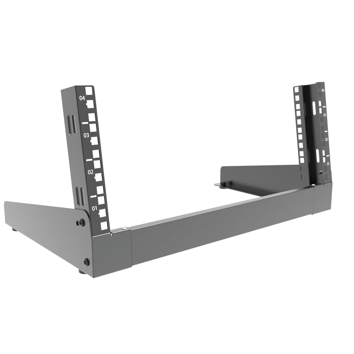 JINGCHENGMEI 4U Desktop Network Rack 19 inches Small Open Frame Rack 2 Post Free-Standing Tabletop Rack for Server, Patch Panel, Data, AV, IT,Studio or Networking Equipments (4U)