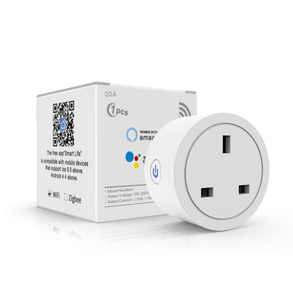 UanTii Tuya Wifi Smart Plug 20A Wireless Socket Mini Wifi Outlet Timing Schedule Function Smart Life App Remote Control Works with Amazon Alexa Google Home Siri Samsung Smart Things (1 Pcs)
