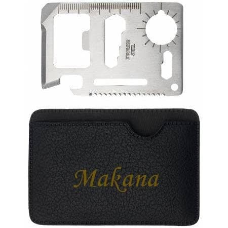 Multipurpose survival pocket tool with engraved holder with name: Makana (first name/surname/nickname)