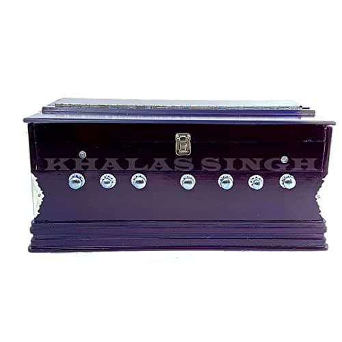KHALAS SINGH - - Harmonium Beginners and Professionals |7 Stopper | 3 1/4 Octave | Double Bellow | 39 Keys | 2 Reeds (Bass- Male) | 3.2 Octave Hand Pumped Harmonium (Two Fold Bellow, Male Reed)