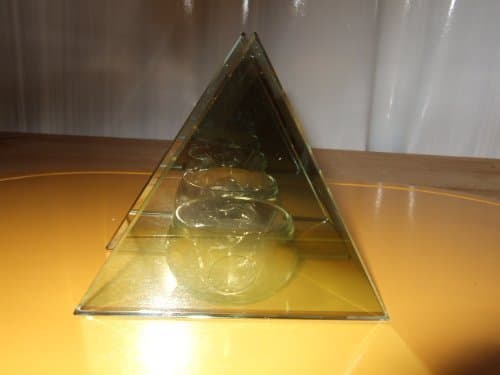 Contento 4028126102312 Reflections Mirror Glass tealight Triangle Candle Holder, One Size, Silver