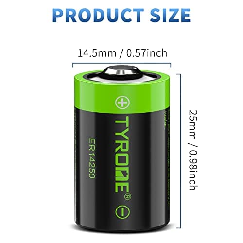 1/2 AA Size LS 14250 ER14250 3.6 Volt 1200 mAh Lithium Batteries 4 Pack, Tyrone Batteries Compatible for Dogwatch Dog Collar and Some of Movement Monitor/Home Security System/Alarm System