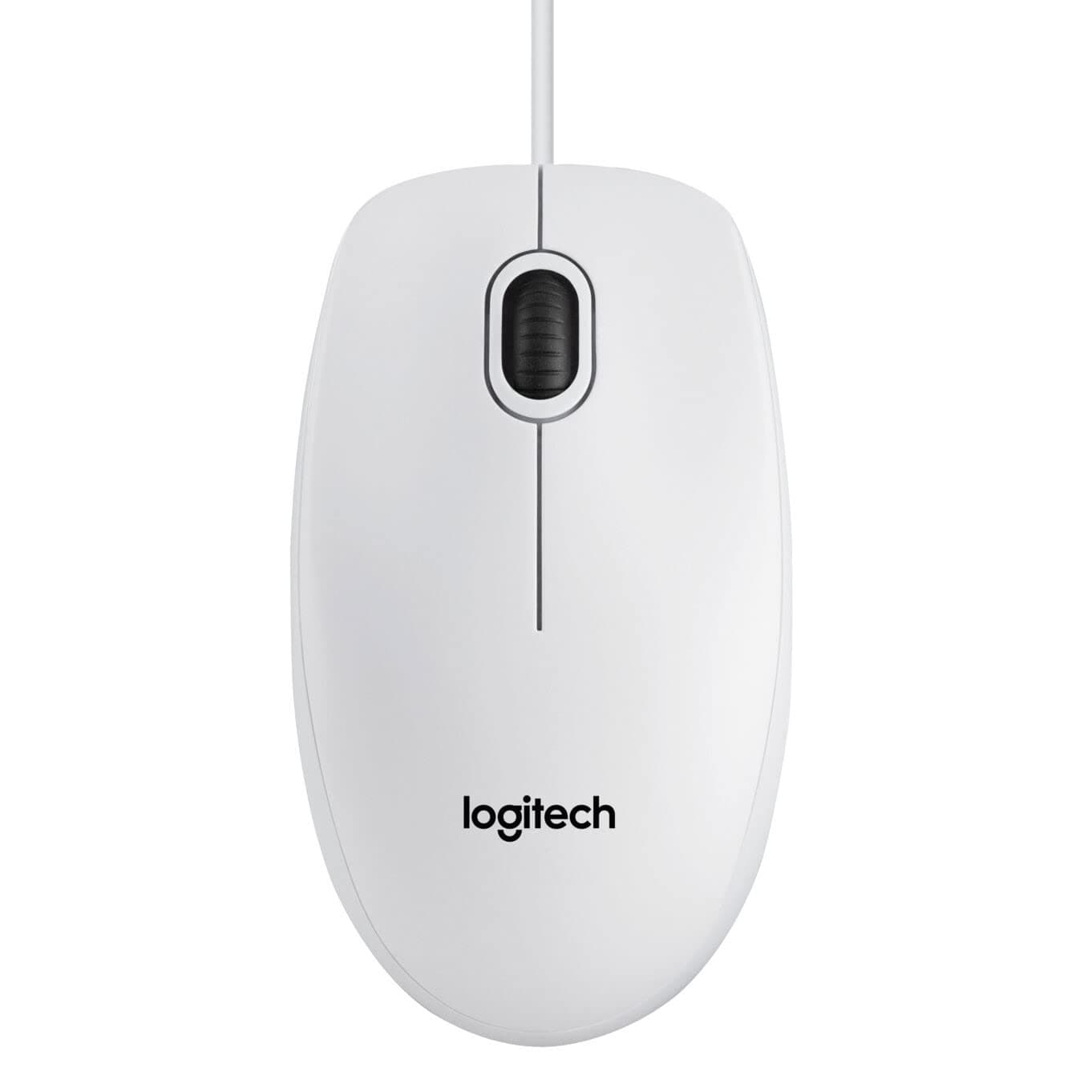 Logitech 910-003360 B100 Wired USB Mouse, 3-Buttons, Optical Tracking, Ambidextrous PC / Mac / Laptop - White
