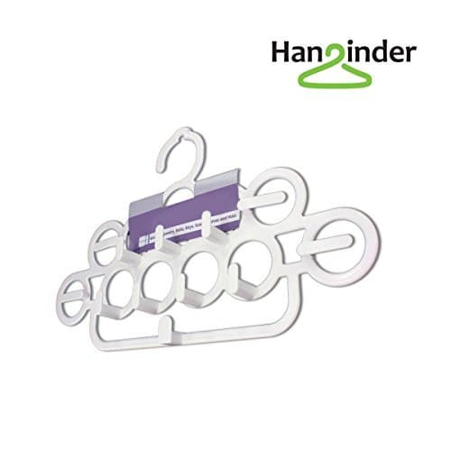 Versatile Scarf Belt Hanger and Accessory Holder with Hooks - White Multiuse Tie Purse and Jewelry Display - Loop Rings Closet Fashion Organizer