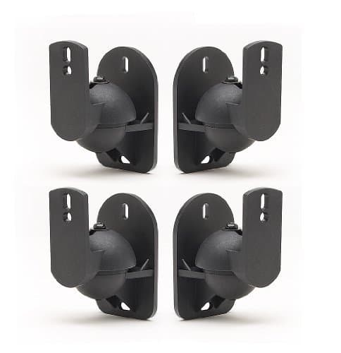 Universal Speaker Wall Mount Brackets for Bose, Sony, Panasonic, Samsung, Black, 4 Piece