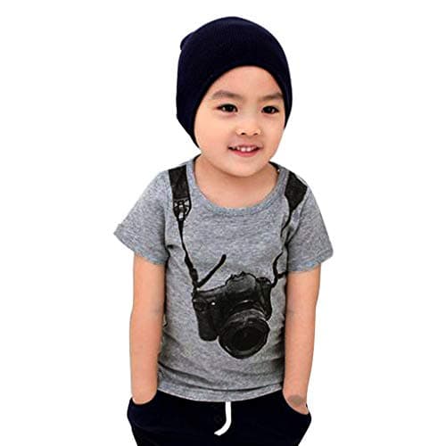 Boy's Clothes,Kstare Summer Boys Kids Handsome Camera Pattern Short Sleeve Tops T-Shirt Boys Clothes (5T, Gray)