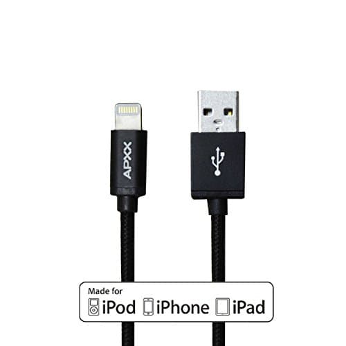 Apple MFI Certified Lightning Cable APXX 3ft 8-Pin Lightning to USB Cable with Nylon Braided for iPhone 5/5s/5c/6/6 Plus, iPad Air/Air2, iPad Mini