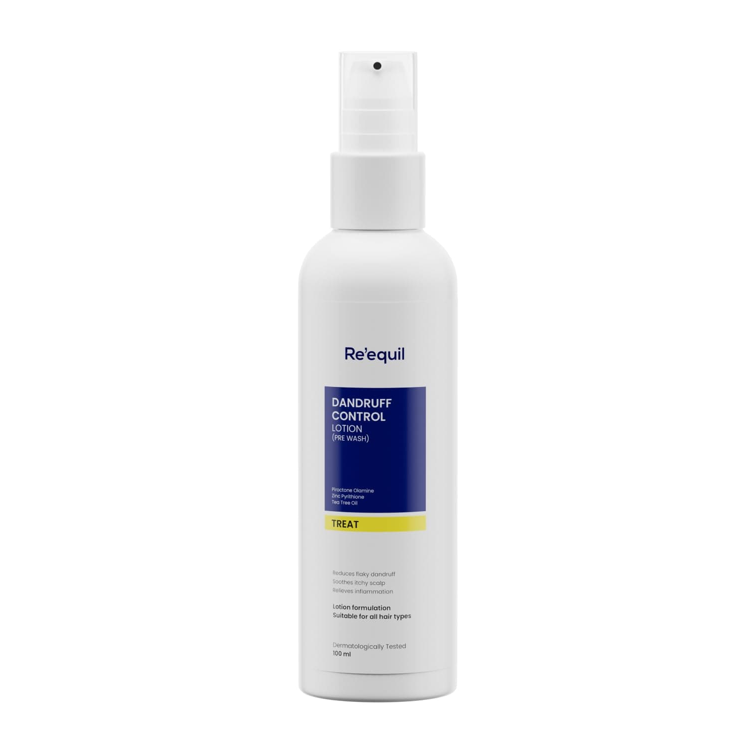 RE' EQUIL Dandruff Control Lotion (Pre Wash) | Reduces Severe, Greasy, And Flaky Dandruff | Reduces Dryness & Itching | No Drip Formulation | All Hair Types | 100Ml