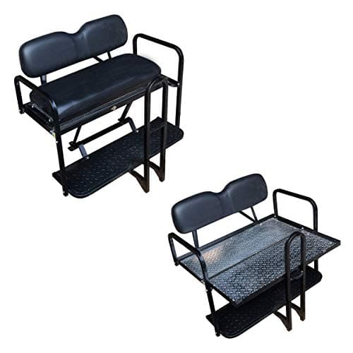 Performance Plus Carts EZGO RXV 2008-2015 Golf Cart Flip Folding Rear Back Seat Kit Diamond Plate-Black