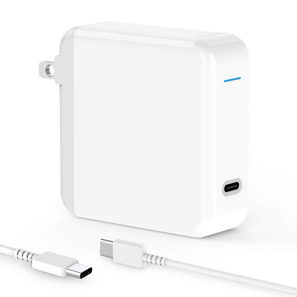 61W USB C Charger Power Adapter for MacBook Pro, MacBook 12 inch, MacBook Air, Lenovo, 2020/2018 iPad Pro 12.9 Gen 4/3, iPad Pro 11 Gen 2/1, Thunderbolt 3, LED, 6.6ft USB C to C Cable, A1706, A1708