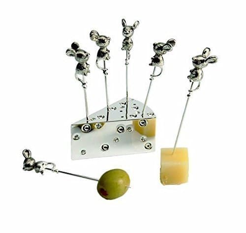 Roberts & Dore - Silver Plated Mice Cheese & Olive Picks - Set of 6 - Gift Boxed