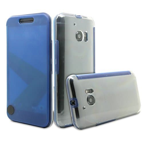 HTC M10,HTC 10 case Transparent View Case Smart Displaying Flip Protective Cover AaBbDd Professional Cell Phone Holster (Blue)¡