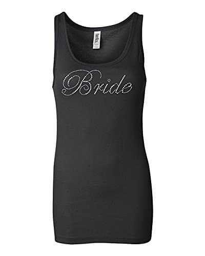 Bride Rhinestone Longer Length Tank (Large, Black)