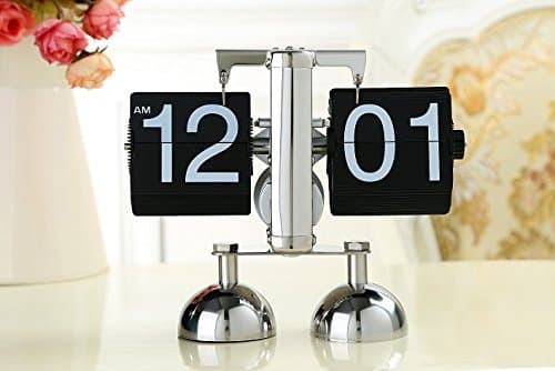 HELIOZE Flip Clock Retro Mechanical Flip Down Clock for Living Room Office Kitchen and Home Decor, with Internal Gear Operated