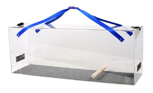 Crystal Shuttle Bird Carrier, Clear with Blue Carrying Strap, 34-Inches L x 10-Inches W x 13-Inches T