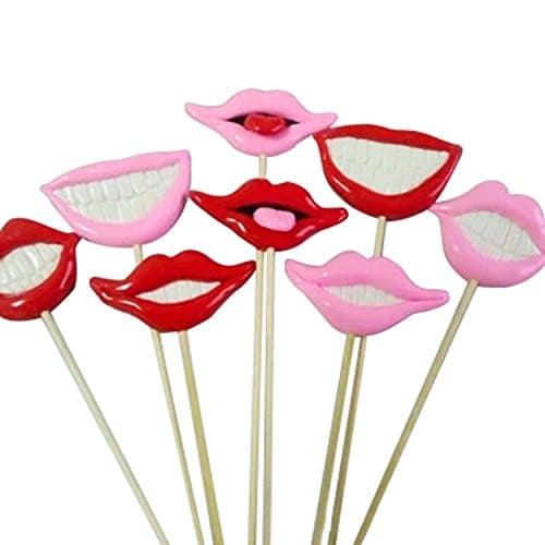 8PCS Different Photo Booth Props For Wedding Party Polymer Clay Lips with Teeth on Stick