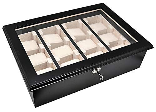 2097 Wall Display Case for 12 Watches Black