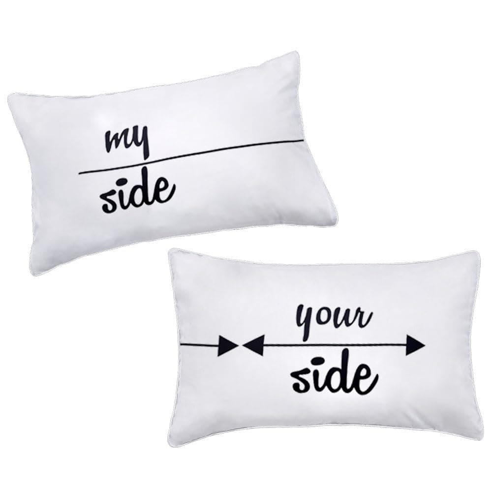 My Side and Your Side Couples Pillowcases,His Hers Cute Pillow Case,Funny Couples Gifts for Anniversary,Wedding, Engagement,V-Day,Chirstmas.His and Hers Gifts for Couples