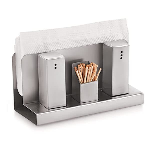 finality Salt and Pepper Set for Dining Table Stainless Steel with Toothpick and Tissue Paper Holder Salt and Pepper Shakers Set for Dining Table