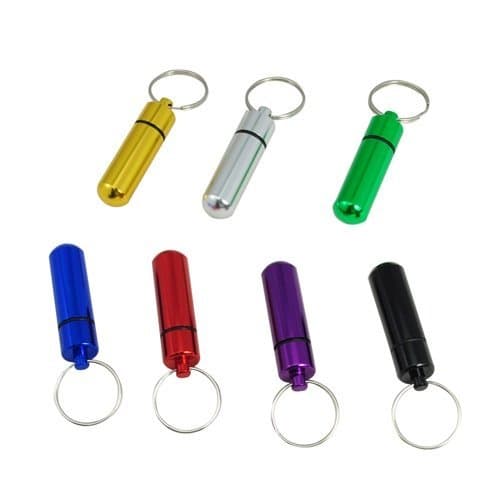 1×compact Stylish Mini Aluminum Waterproof Pill Box Case Bottle Container Keychain