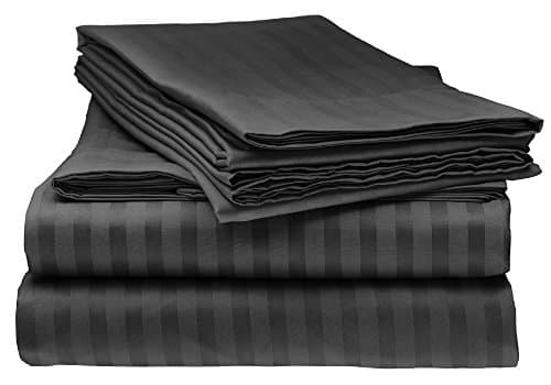 Bella kline Bedding 1800 Series 4 pc Bed Sheet Set with Pillowcases Hypoallergenic, 1 Soft Silky Luxurious Feel, Fitted and Flat Sheets Lifetime - King Size, Black