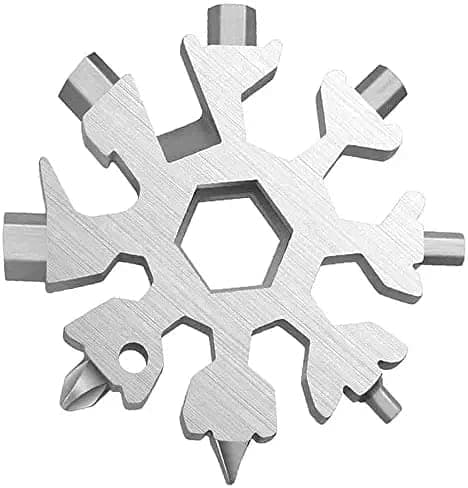 Hetkrishi 18-in-1 Snowflake Multi-Tool Multi-Purpose Screwdriver Tool for Outdoor and Indoor for Screwdriver, Bottle Opener Tool (Silver)