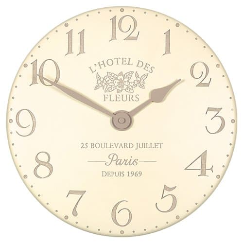 Thomas Kent Hotel Des Fleurs Wall Clock Colour: Crème