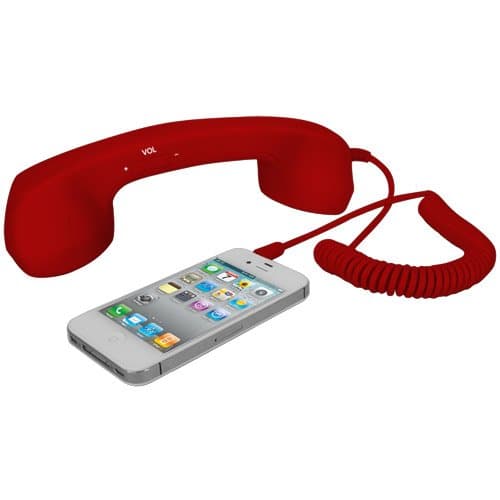 Skque Matte Retro Cell Phone Handset with Answer and Volume Controls, Red