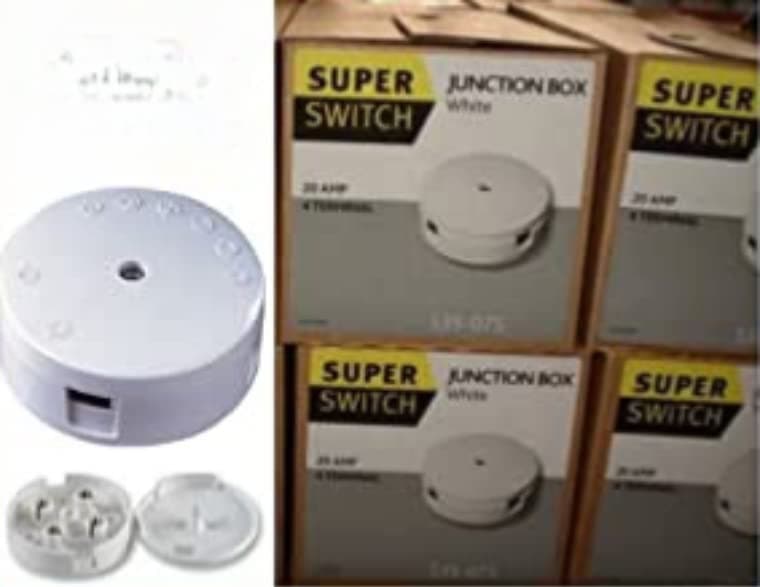 5x 4 Way Heavy Duty Junction Box 20 Amp White Blister 10A Electrical Connector Centre 5A Lighting Wiring Jointing Connecting Cable Terminal Block Boxes With Selective Entries