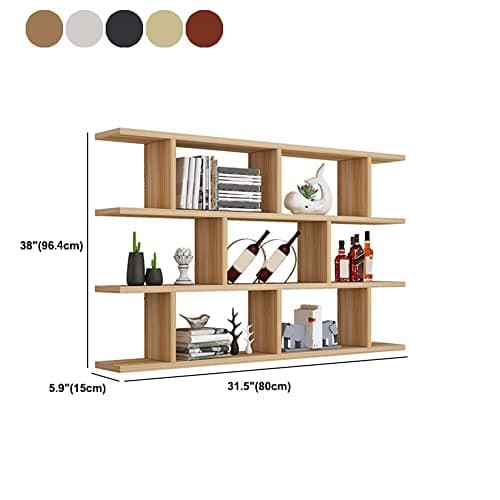 LITFAD 3-Shelf Modern Wood Bookcase Floating Shelf for Wall Storage Wall Mounted Book Shelf Wall Shelf for Living Room Study Room Office - Brown 31.4" L x 5.9" W x 37.9" H