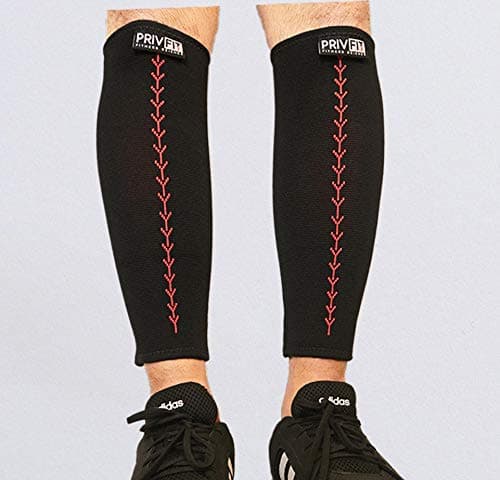 Privfit Calf Compression Sleeve - Leg Compression Socks for Shin Splint, Calf Pain Relief - Men, Women, and Runners - Calf Guard for Running, Cycling - 1 Pair (Black) (Small)