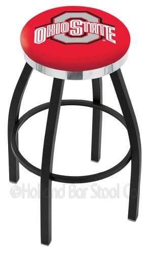 Ohio State Buckeyes (L8B2C) 25" Tall Logo Bar Stool by Holland Bar Stool Company (with Single Ring Swivel Black Solid Welded Base)