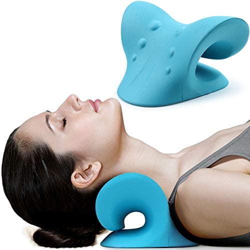 RESTCLOUD Neck and Shoulder Relaxer, Cervical Traction Device for TMJ Pain Relief and Cervical Spine Alignment, Chiropractic Pillow (Foam, Blue, pack of 1)