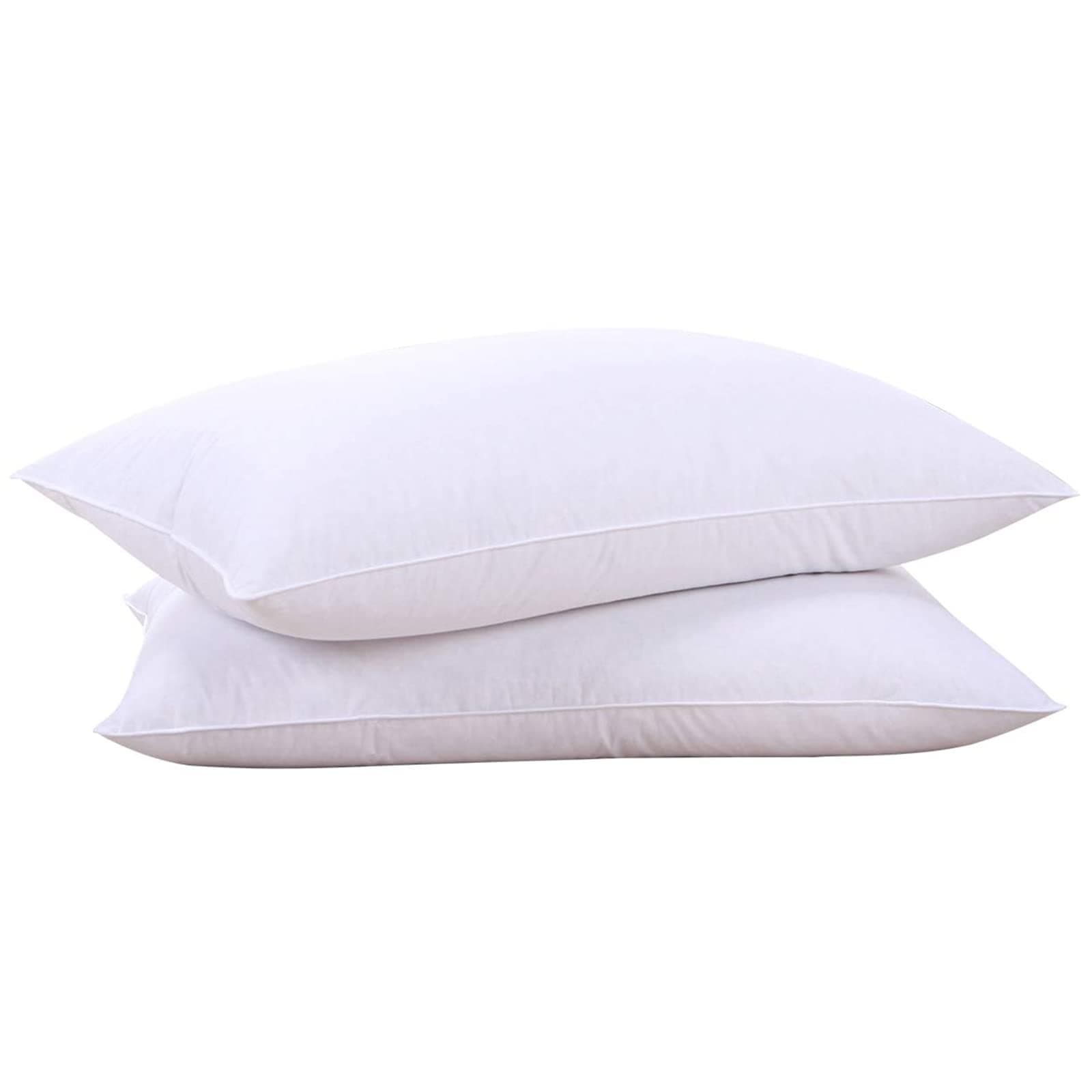 Puredown® Goose Feather Pillow White Down Pillow, Bed Pillows for Sleeping 100% Cotton Fabric Cover Set of 2 Queen White 20 * 28"