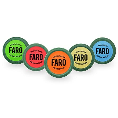 Faro Roasting House Single Serve Compostable Variety Pack Includes Roasters Blend, French Roast, Breakfast Blend, French Vanilla and Colombian Dark For Keurig K-cup Brewers, 2.0 Compatible (60 Count)