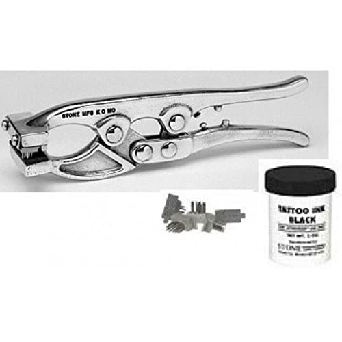 Stone Tattoo Kit Provet 600 3/8" 6 Digit Compound Action Livestock Pets Pigs