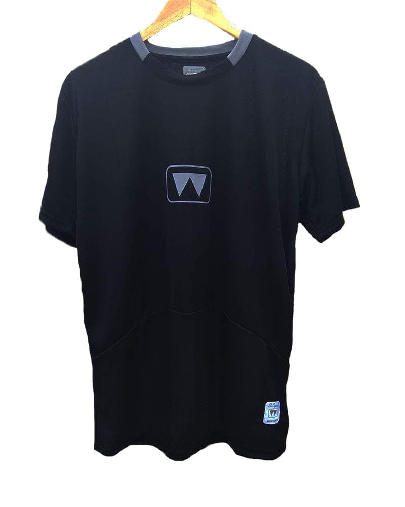 Men's Polyester T-Shirt (Black/Grey Logo)