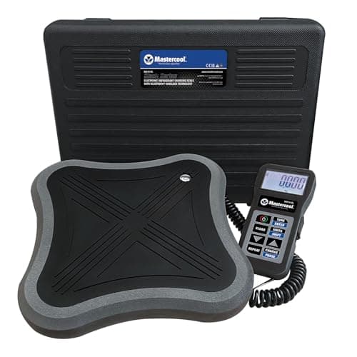 Mastercool 98210-BL 電子冷媒充電スケール Bluetooth® – 容量253ポンド 頑丈なプラットフォーム バックライト付きLCD、無料アプリ