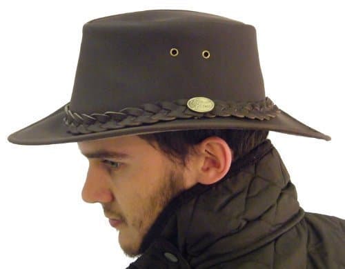 Australian Bute Leather Kangaroo Bush Hat - Brown - Medium