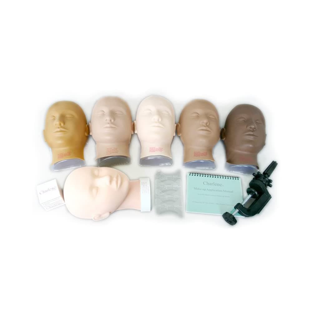 CHARLENE Erasable Make-up Mannequin Mask Kit for Training Practising (Light Skin Tone Base, Closed Eyes)