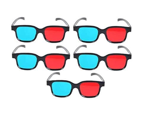 Jambar Red and Blue 3D Glasses 5 Pair Gift Pack for 3D Movie/Magzine/TV/Projector