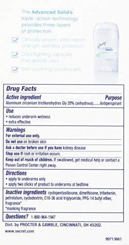 Secret Clinical Strength Sensitive Skin Hypoallergenic Advanced Solid Antiperspirant/Deodorant, 1.6-Ounce Boxes